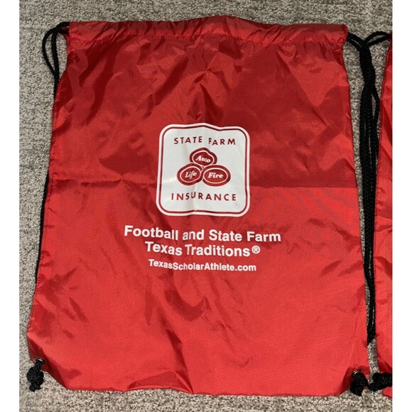 Lot of 2 State Farm Red Backpack-Style Nylon Carrying Bag Drawstring Closure - Picture 2 of 11